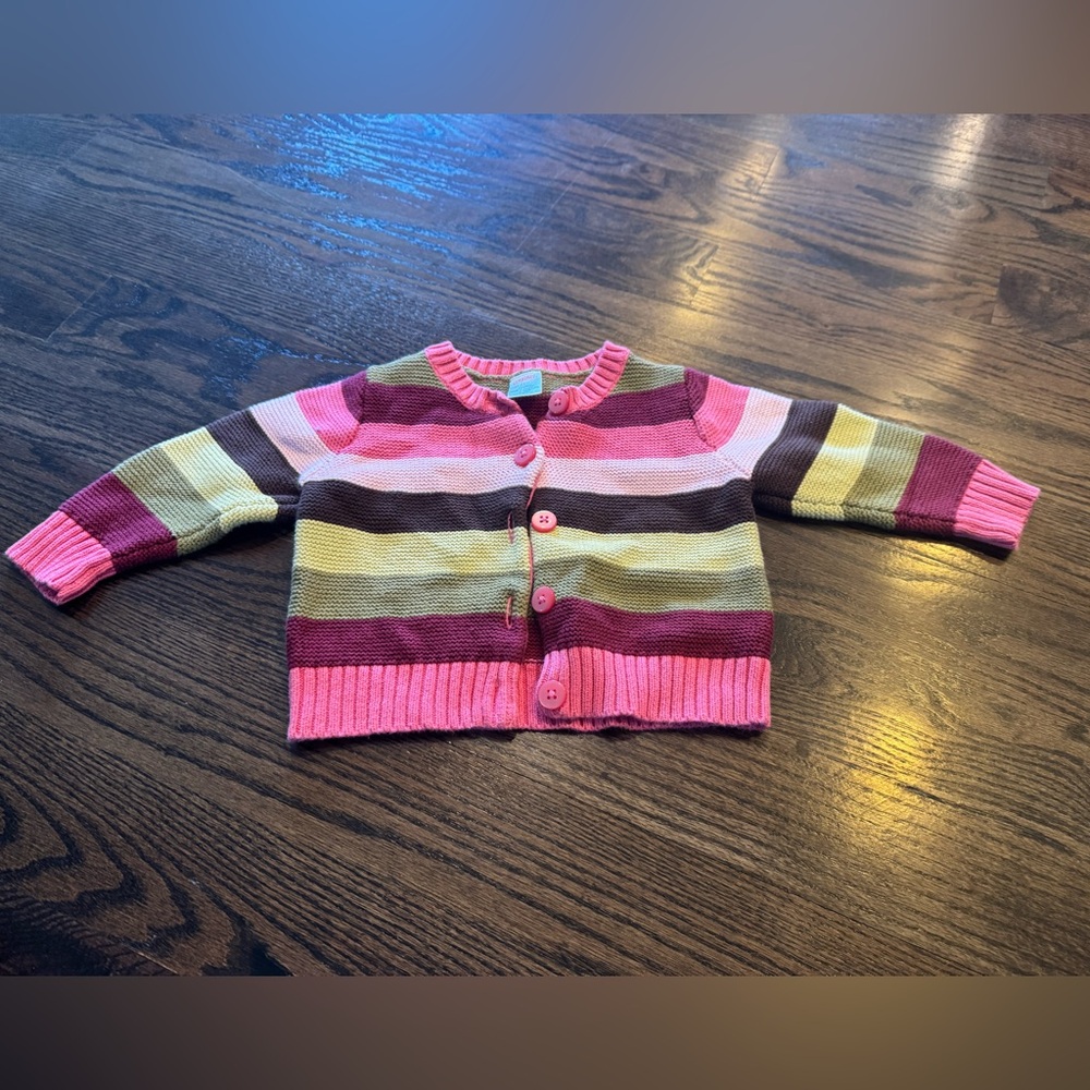 Gymboree Pink and Brown Striped Kids Cardigan